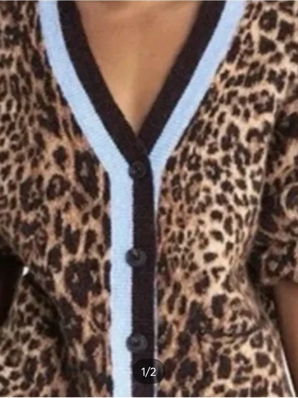 KBB by Kahlana Leopard Print V-Neck Button Cardigan Sweater - Brown